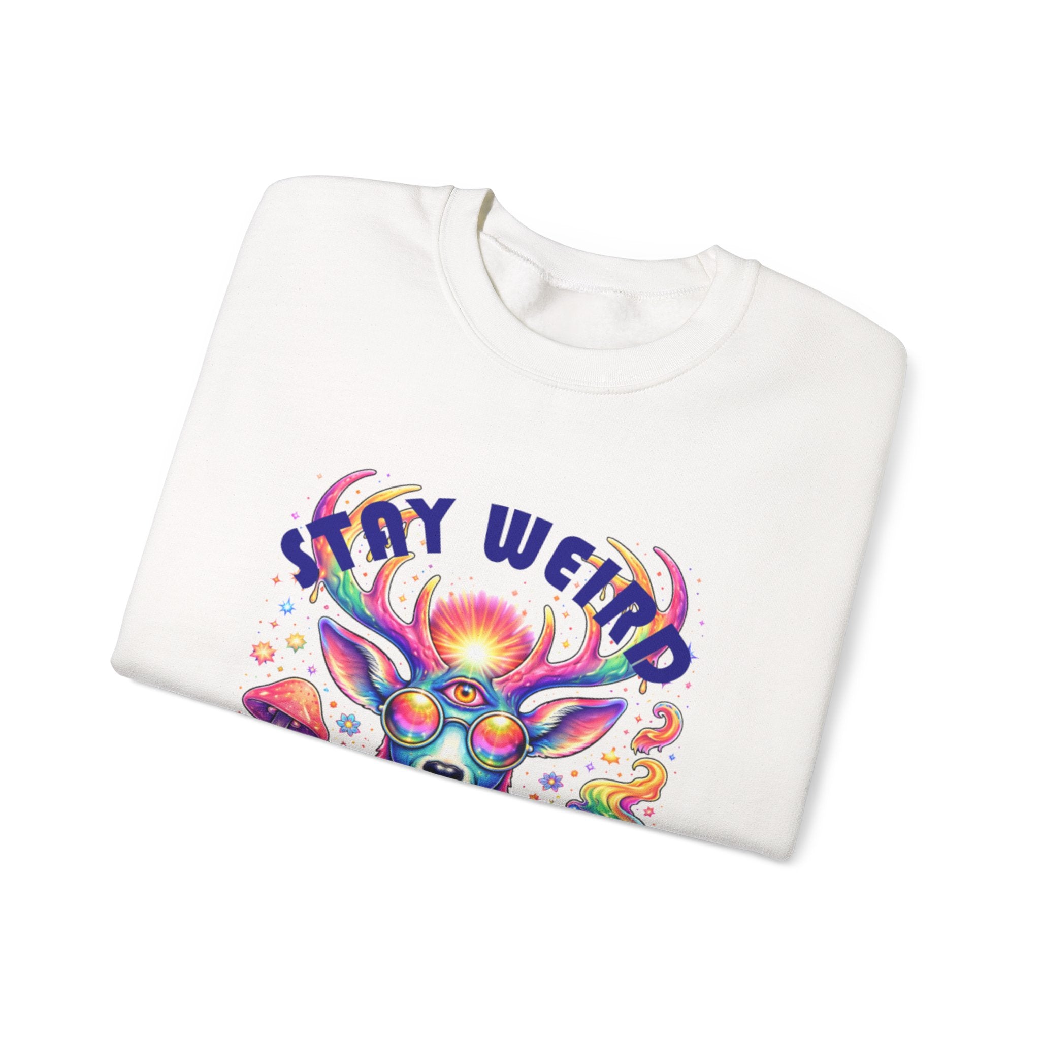 'Stay Weird' Psychedelic Deer Crewneck Sweatshirt