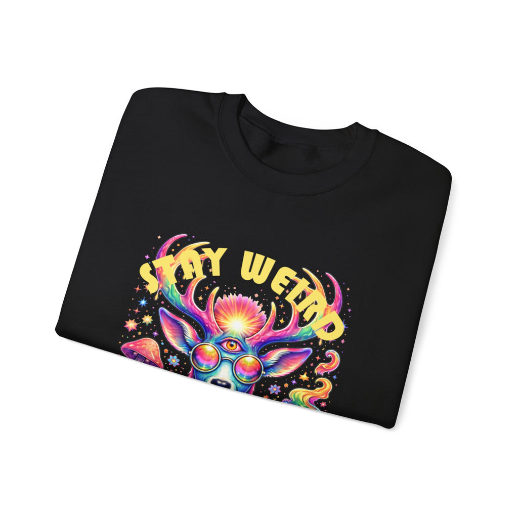 'Stay Weird' Psychedelic Deer Crewneck Sweatshirt