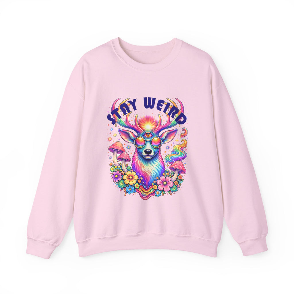 'Stay Weird' Psychedelic Deer Crewneck Sweatshirt