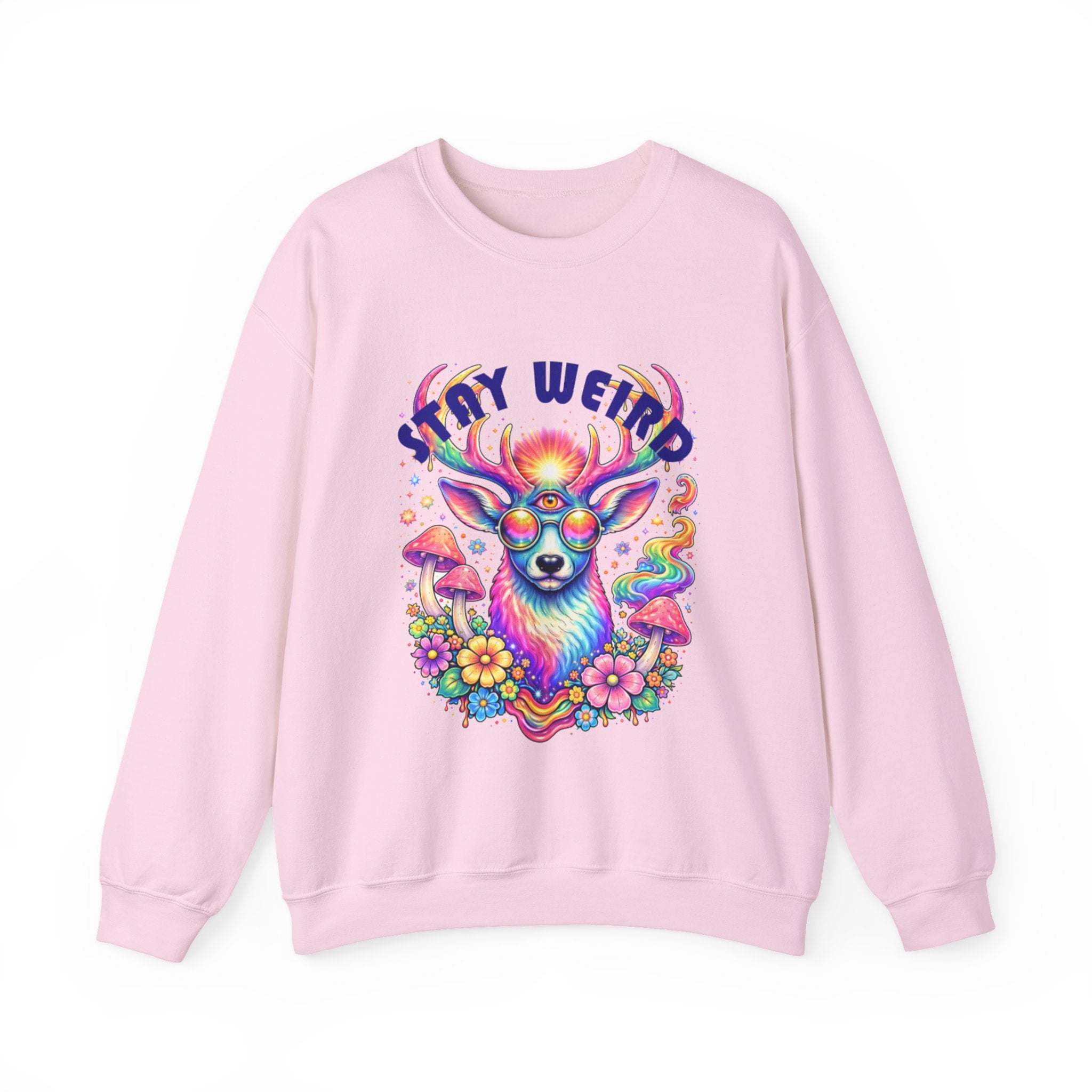 'Stay Weird' Psychedelic Deer Crewneck Sweatshirt