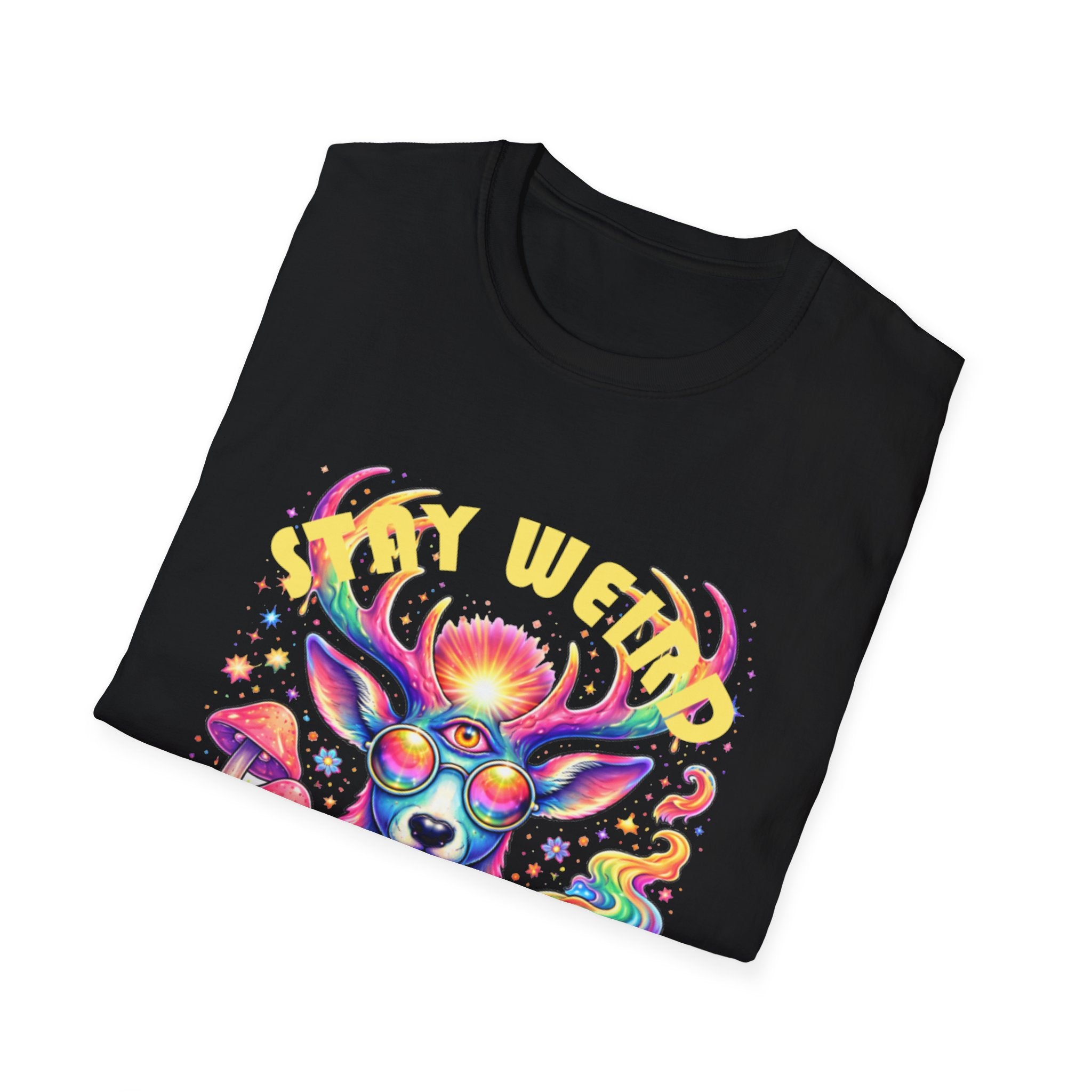 'Stay Weird' Psychedelic Deer Graphic T-Shirt