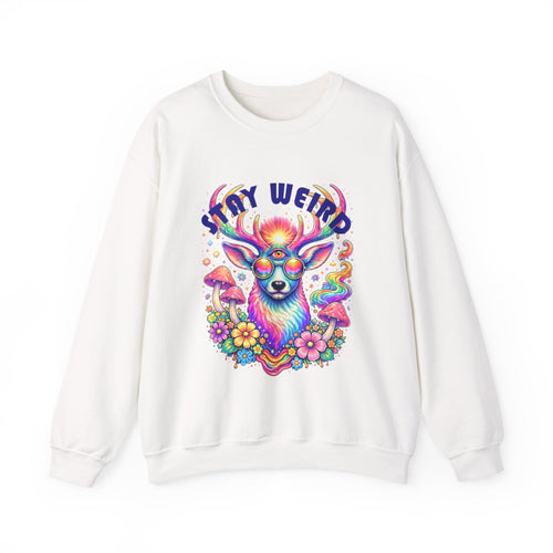 'Stay Weird' Psychedelic Deer Crewneck Sweatshirt