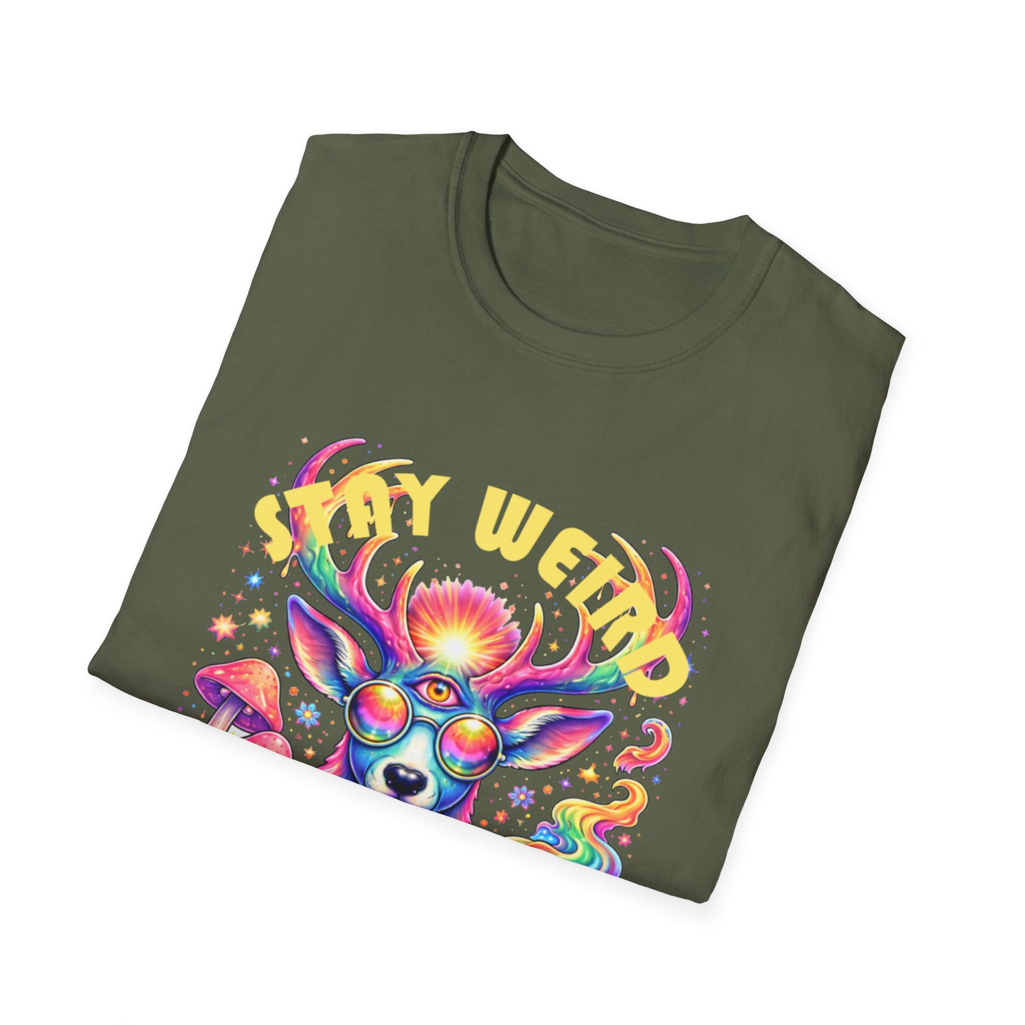 'Stay Weird' Psychedelic Deer Graphic T-Shirt