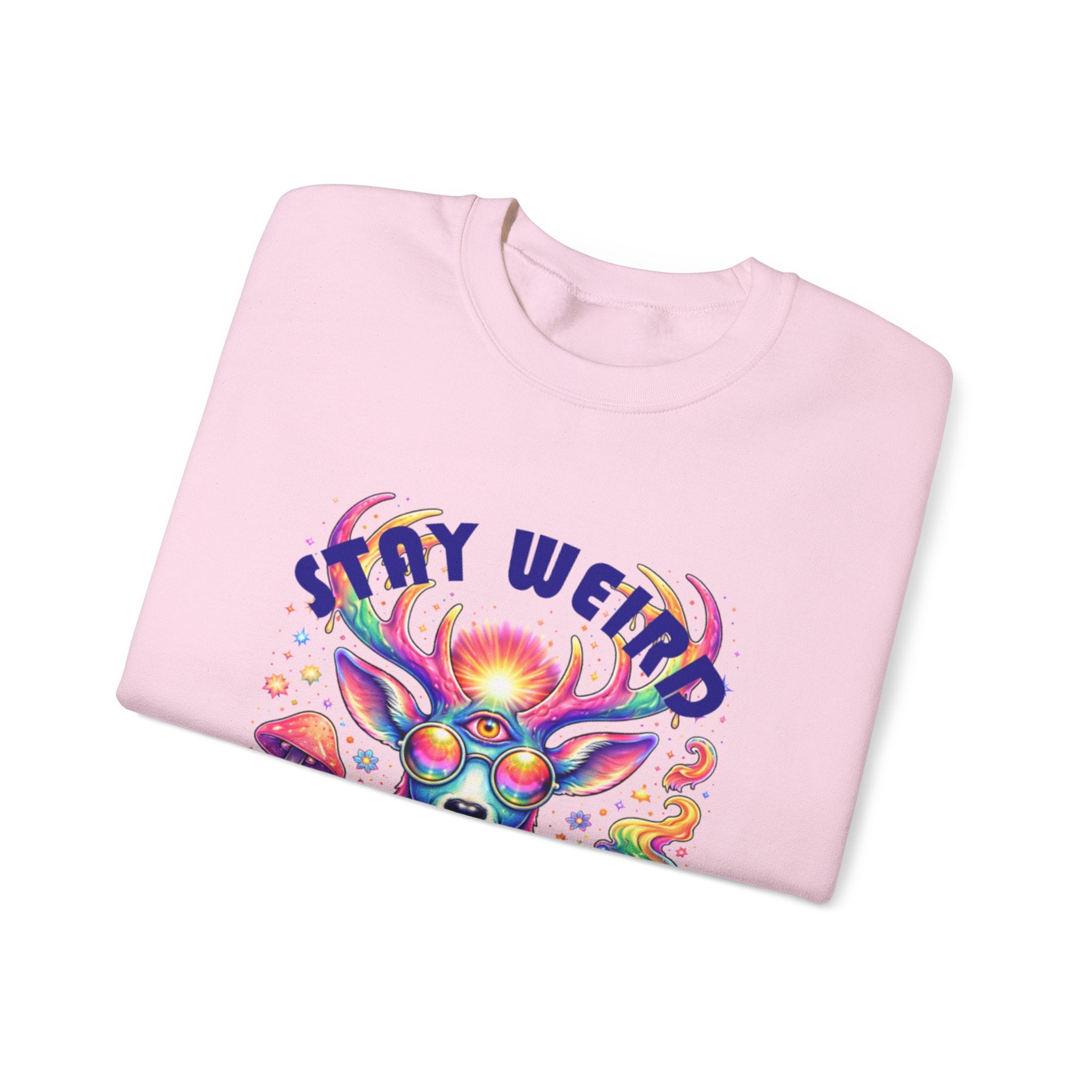 'Stay Weird' Psychedelic Deer Crewneck Sweatshirt